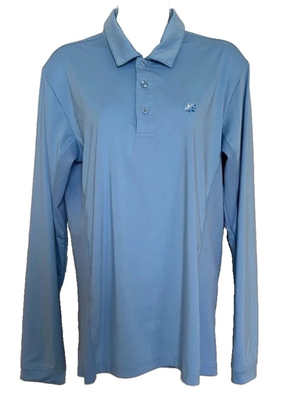 SanSoleil Womens Small Long Sleeve Golf Polo Shirt Light Blue UV 50+ Cooling Mes